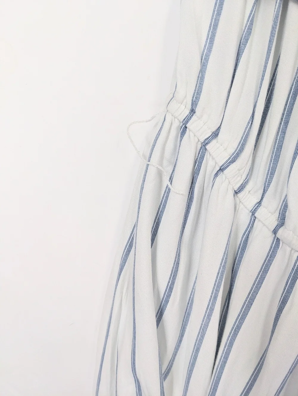 Forever 21 Womens White Blue-Striped Off-Shoulder Summer Maxi Dress